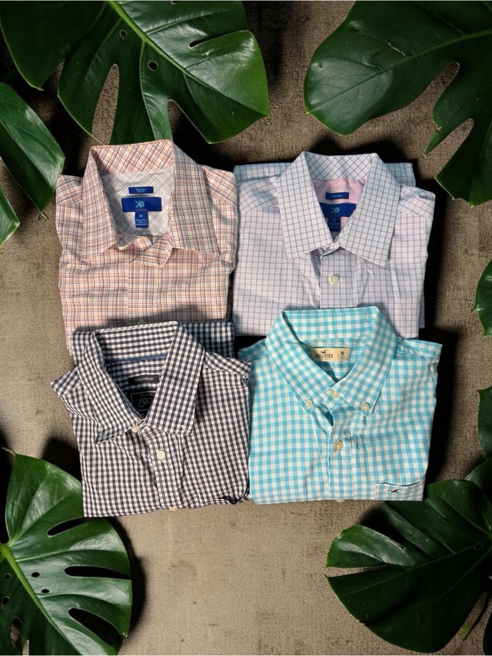 Set -4  Men’s Long Sleeve Shirt Non-Iron Button-Front Shirt Sz Medium